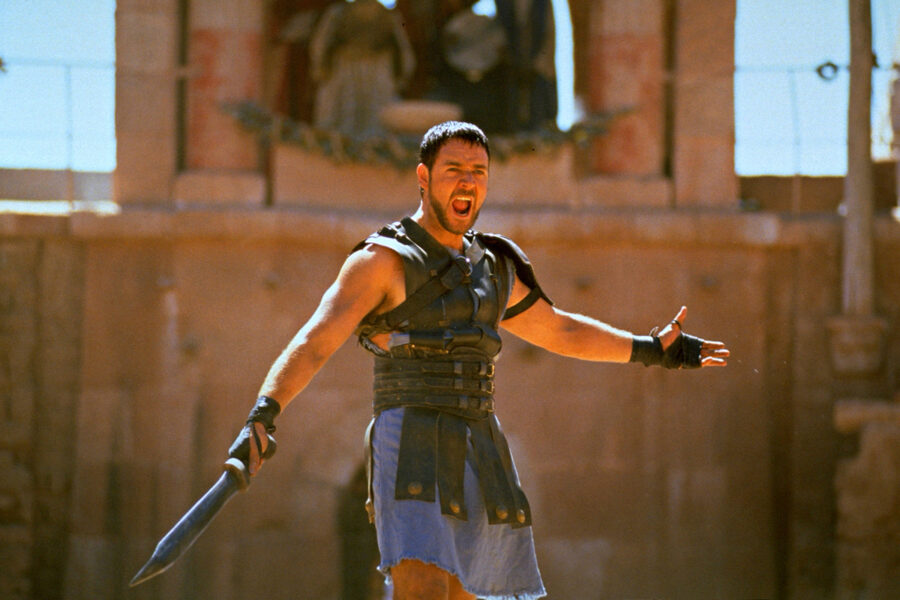 Una delle scene più famose del film "Il Gladiatore" con Russell Crowe